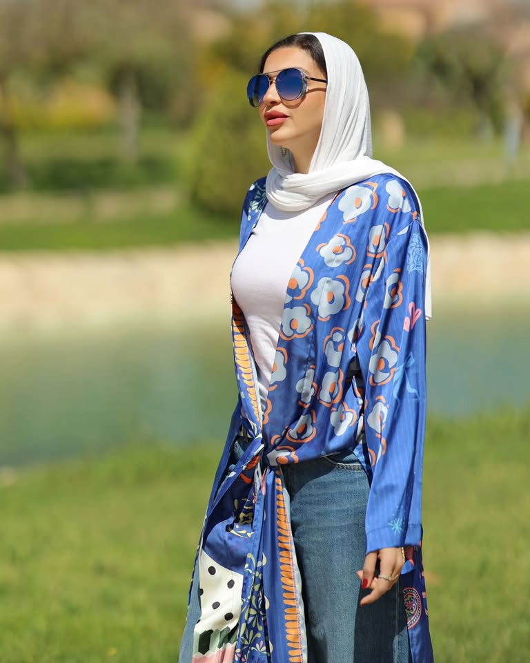 satin printed cardigan