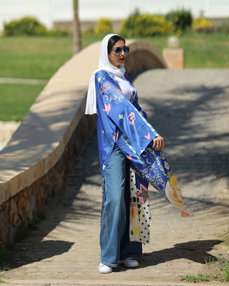 satin printed cardigan