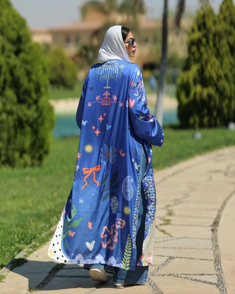 satin printed cardigan