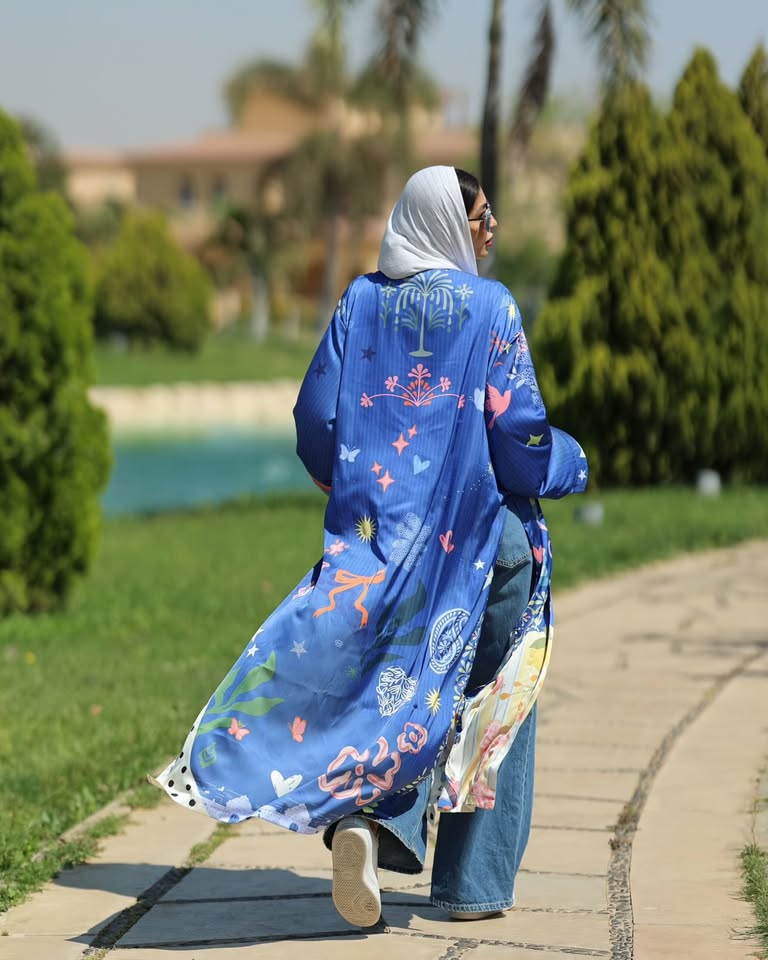 satin printed cardigan
