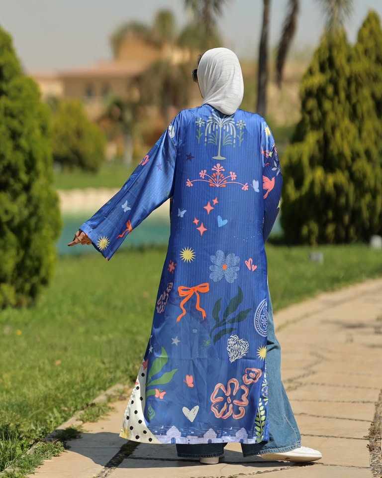 satin printed cardigan